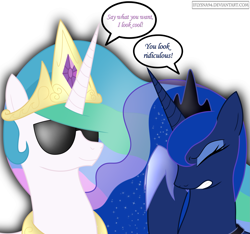 Size: 2519x2354 | Tagged: safe, artist:iflysna94, princess celestia, princess luna, alicorn, pony, facehoof, sunglasses