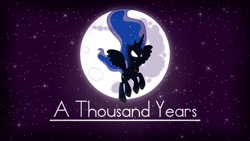 Size: 1920x1080 | Tagged: safe, artist:astrotheh, princess luna, alicorn, pony, mare in the moon, moon, solo, text, vector, wallpaper