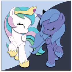 Size: 1857x1860 | Tagged: safe, artist:the-paper-pony, princess celestia, princess luna, alicorn, pony, contrast, filly, s1 luna, sisters, younger