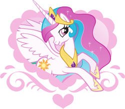 Size: 3215x2785 | Tagged: artist needed, safe, princess celestia, alicorn, pony, female, heart, mare, pretty princess, simple background, solo, transparent background, vector