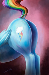 Size: 695x1050 | Tagged: safe, artist:caboni32, part of a set, rainbow dash, pegasus, pony, backwards cutie mark, butt, butt only, dock, female, plot, rainbutt dash, raised tail, solo, tail, the ass was fat