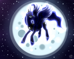 Size: 1280x1024 | Tagged: safe, artist:antharesmk, princess luna, alicorn, pony, glow, moon, solo