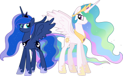 Size: 8055x5000 | Tagged: safe, artist:thebrokencog, artist:vladimirmacholzraum, princess celestia, princess luna, alicorn, pony, absurd resolution, simple background, transparent background, vector