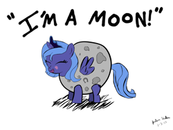 Size: 2048x1536 | Tagged: safe, artist:judhudson, princess luna, alicorn, pony, blushing, costume, filly, moon, solo, woona