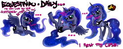 Size: 1000x400 | Tagged: safe, artist:dezy-x29, princess luna, alicorn, pony, banner, cute, silly, silly pony, tongue out