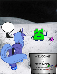 Size: 618x800 | Tagged: safe, artist:capnchryssalid, princess luna, alicorn, pony, ..., aqua teen hunger force, crossover, err, floppy ears, ignignokt, middle finger, moon, mooninites, s1 luna, thought bubble