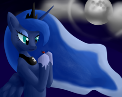 Size: 6000x4800 | Tagged: safe, artist:cyneko, princess luna, alicorn, ladybug, pony, 10k lunaget, absurd resolution, moon