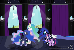 Size: 14000x9500 | Tagged: safe, artist:90sigma, princess celestia, princess luna, twilight sparkle, oc, oc:nyx, alicorn, pony, fanfic:past sins, absurd resolution, nightmare nyx