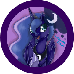 Size: 708x708 | Tagged: safe, artist:bunina, princess luna, alicorn, pony, badge, pixiv, solo