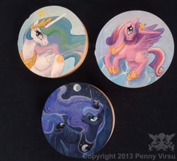 Size: 900x822 | Tagged: safe, artist:penny-dragon, princess cadance, princess celestia, princess luna, alicorn, pony, traditional art