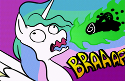 Size: 1023x658 | Tagged: safe, artist:fauxsquared, princess celestia, alicorn, pony, ben-day dots, burp, letter, solo