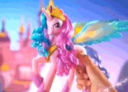 Size: 425x305 | Tagged: safe, artist:jeweledqueen, princess celestia, alicorn, pony, animated, flying, let's fly to the castle, pinklestia, toy