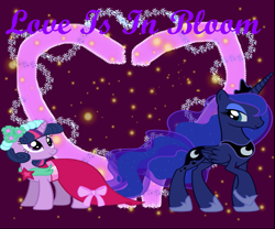 Size: 1679x1399 | Tagged: safe, artist:juu50x, princess luna, twilight sparkle, alicorn, pony, female, lesbian, shipping, twiluna