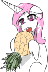 Size: 291x427 | Tagged: safe, artist:zelatynowy, princess celestia, alicorn, pony, female, horn, mare, pineapple, solo