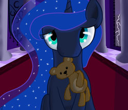 Size: 3500x3000 | Tagged: safe, artist:midwestbrony, princess luna, alicorn, pony, cute, lunabetes, solo, teddy bear, thunderstorm