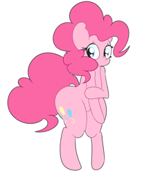 Size: 1280x1561 | Tagged: safe, artist:mr-degration, pinkie pie, earth pony, pony, semi-anthro, cute, diapinkes, heart eyes, shy, simple background, solo, thunder thighs, white background, wingding eyes