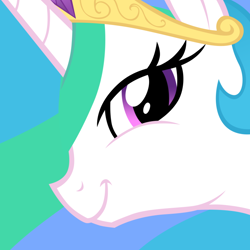 Size: 800x800 | Tagged: safe, edit, princess celestia, alicorn, pony, :t, bedroom eyes, close-up, face, looking at you, smiling, solo, twiface