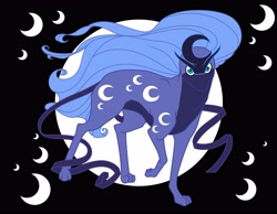 Size: 4233x3291 | Tagged: safe, artist:alexkingofthedamned, princess luna, abstract background, black background, female, pokefied, pokémon, simple background, solo, species swap, suicune