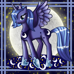 Size: 1000x1000 | Tagged: safe, artist:kadkookie, princess luna, alicorn, pony, detailed background, female, mare, solo