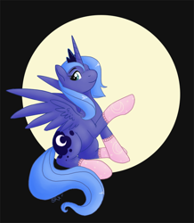 Size: 620x712 | Tagged: safe, artist:pterosaurpony, princess luna, alicorn, pony, clothes, s1 luna, socks, solo