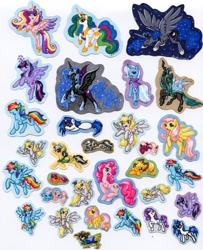 Size: 720x887 | Tagged: safe, artist:jenkiwi, aloe, applejack, cheerilee, daring do, derpy hooves, dj pon-3, fluttershy, lotus blossom, nightmare moon, pinkie pie, princess cadance, princess celestia, princess luna, queen chrysalis, rainbow dash, rarity, scootaloo, trixie, twilight sparkle, twilight sparkle (alicorn), vinyl scratch, zecora, alicorn, changeling, changeling queen, earth pony, pegasus, pony, unicorn, zebra, chocobo, female, filly, mane six, mare, spa twins, traditional art