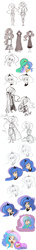 Size: 800x5600 | Tagged: safe, artist:ric-m, princess celestia, princess luna, cakelestia, humanized, sketch dump