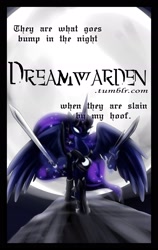 Size: 1216x1920 | Tagged: safe, artist:zedrin, princess luna, alicorn, pony, ask, dreamwarden, solo, sword, tumblr, warrior luna, weapon