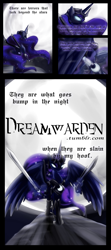 Size: 1280x2876 | Tagged: safe, artist:zedrin, princess luna, alicorn, pony, comic, dreamwarden, sword, warrior luna