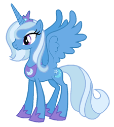 Size: 630x700 | Tagged: safe, artist:durpy, princess luna, trixie, alicorn, pony, simple background, solo, vector, white background