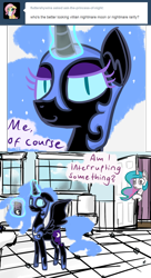 Size: 1200x2200 | Tagged: safe, artist:talludde, nightmare moon, princess celestia, alicorn, pony, ask, ask the princess of night, comic, door, kitchen, tumblr