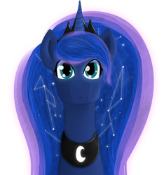 Size: 1600x1710 | Tagged: safe, princess luna, alicorn, pony, bust, constellation, looking at you, simple background, solo