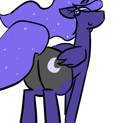 Size: 700x700 | Tagged: safe, artist:artylovr, princess luna, alicorn, pony, moonbutt, plot, simple background, solo, the ass was fat, white background