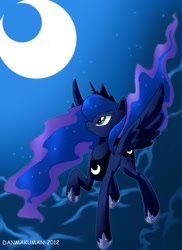 Size: 963x1324 | Tagged: safe, artist:danmakuman, princess luna, alicorn, pony, moon, solo, stars