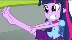 Size: 800x450 | Tagged: safe, edit, edited screencap, editor:grapefruitface, screencap, twilight sparkle, equestria girls, equestria girls (movie), barefoot, feet, fetish, foot fetish, foot focus, solo