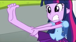 Size: 800x450 | Tagged: safe, edit, edited screencap, editor:grapefruitface, screencap, twilight sparkle, equestria girls, equestria girls (movie), barefoot, feet, fetish, foot fetish, foot focus, solo, toes