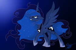 Size: 1800x1200 | Tagged: safe, artist:hydroblaze, princess luna, alicorn, pony, female, gradient background, horn, mare, solo