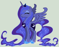 Size: 960x768 | Tagged: safe, artist:ambunny, princess luna, alicorn, pony, cute, eyes closed, happy, smiling, solo, spread wings