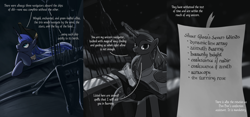 Size: 1500x700 | Tagged: safe, artist:marbleyarns, princess luna, alicorn, pony, airship, bicorne, captain luna, comic, hat, tumblr, under a paper moon