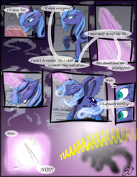 Size: 1660x2150 | Tagged: safe, artist:probablyfakeblonde, princess luna, alicorn, pony, book, comic, magic, solo