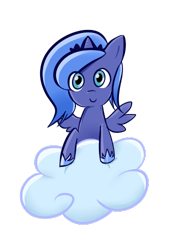 Size: 350x500 | Tagged: safe, artist:95nika, princess luna, alicorn, pony, cloud, filly, simple background, solo, woona, younger