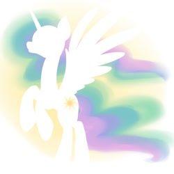 Size: 1000x1000 | Tagged: safe, artist:eljonek, princess celestia, alicorn, pony, female, horn, mare, missing accessory, multicolored mane, multicolored tail, solo, white coat, white wings, wings