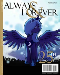 Size: 1600x2000 | Tagged: safe, artist:madmax, princess luna, alicorn, pony, eyes closed, magazine, magazine cover, s1 luna, solo, spread wings