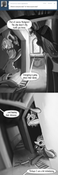 Size: 500x1489 | Tagged: safe, artist:marbleyarns, dust devil, lemony gem, princess luna, oc, alicorn, pony, ask, bicorne, captain luna, comic, hat, monochrome, speech bubble, text, tumblr, under a paper moon