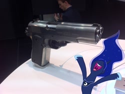 Size: 1024x766 | Tagged: safe, princess luna, gun, irl, photo, pistol, the fun has been doubled, the gun has been doubled
