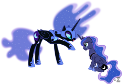 Size: 13290x9110 | Tagged: safe, artist:90sigma, nightmare moon, princess luna, alicorn, pony, absurd resolution, crying, duality, simple background, transparent background, vector