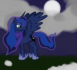 Size: 1876x1700 | Tagged: safe, artist:theshadowstone, princess luna, alicorn, pony, clothes, scarf, solo