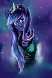 Size: 550x828 | Tagged: safe, artist:aisuroma, princess luna, anthro, eared humanization, human facial structure, humanized, solo