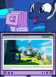 Size: 563x771 | Tagged: safe, princess luna, alicorn, pony, exploitable meme, gamer luna, meme, television, the legend of zelda, the legend of zelda: the wind waker, tv meme, wii u