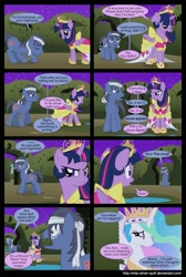 Size: 2000x2978 | Tagged: safe, artist:mlp-silver-quill, princess celestia, twilight sparkle, twilight sparkle (alicorn), oc, oc:clutterstep, alicorn, pony, comic:a princess' tears, canon x oc, comic, droste maze, female, mare