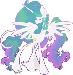 Size: 980x1007 | Tagged: safe, artist:cuttycommando, princess celestia, alicorn, classical unicorn, pony, leonine tail, solo, unshorn fetlocks